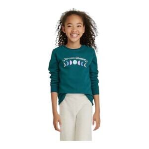 Girls NWT Size 4/5 Teal Fleece Pull Over Sweater Moon Phases Dream Chaser​​​​